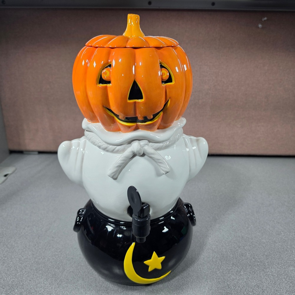 Dept. 56 Halloween Beverage‎ Dispenser Pumpkin Ghost Cauldron